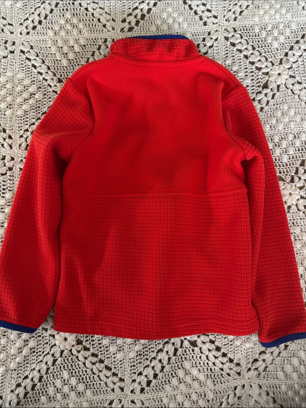 Lands' End Red Full-Zip Fleece with Blue Accents - Picture 4 of 6